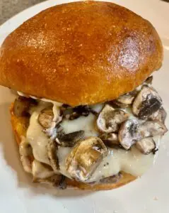 Mushroom and melted cheese burger