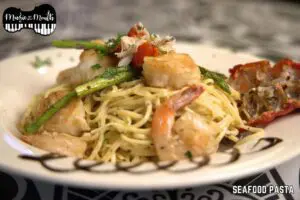 Shrimp and scallop pasta with asparagus