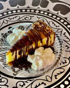 Creamy custard slice with chocolate drizzle